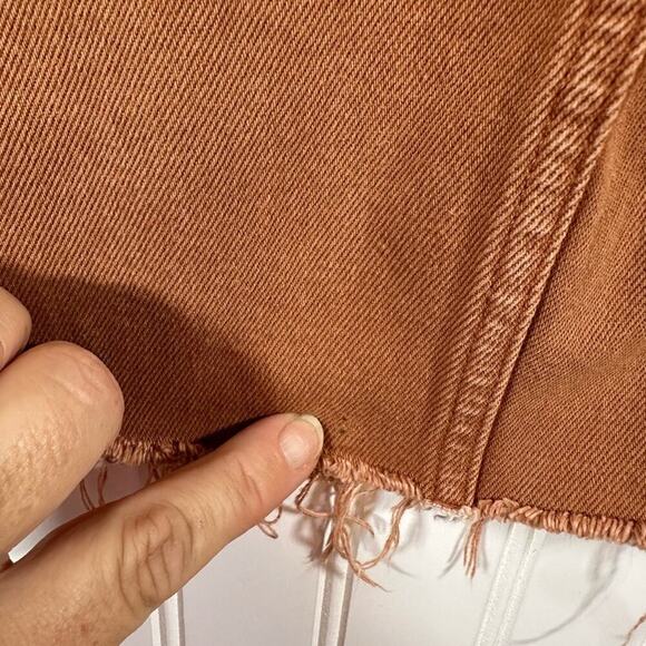 We The Free Burnt Orange/Rust‎ Distressed Jean Shirt Size 26 - Picture 5 of 5